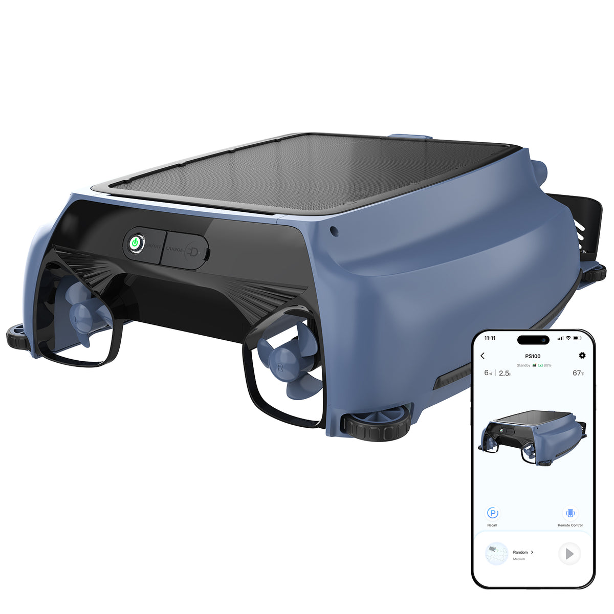 BOTLIFE PS100 Solar Pool Skimmer Robot, Automatic Pool Surface Cleaner with Smart App