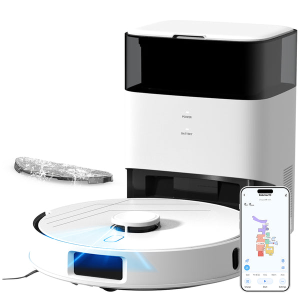 BOTLUXE Robot Vacuum and Mop Self-Emptying with 12,000Pa No-Collision Obstacle Avoidance, Carpet Detection, Anti-Tangle Brushes, 240 Mins, 75-Day Capacity, No-Go Zones, Home Mapping, App/Alexa Control,T30+