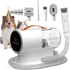 FIXR Dog Grooming Kit with Vacuum - 12,000Pa Suction Electric Clipper + 6 Guide Combs + Shedding Brush + Crevice & Cleaning Tools | 2L Dustbin | <50dB Quiet Motor | for Dogs & Cats