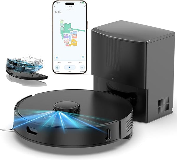 Botluxe E10+ Robot Vacuum & Mop Combo Self Emptying with 8,000Pa, Robotic Vacuums Cleaner for Pet Hair, LiDAR Navigation, 75-Day Capacity, Carpet Detection, Anti-Tangle, 150-Min Runtime, for Floors, Carpet