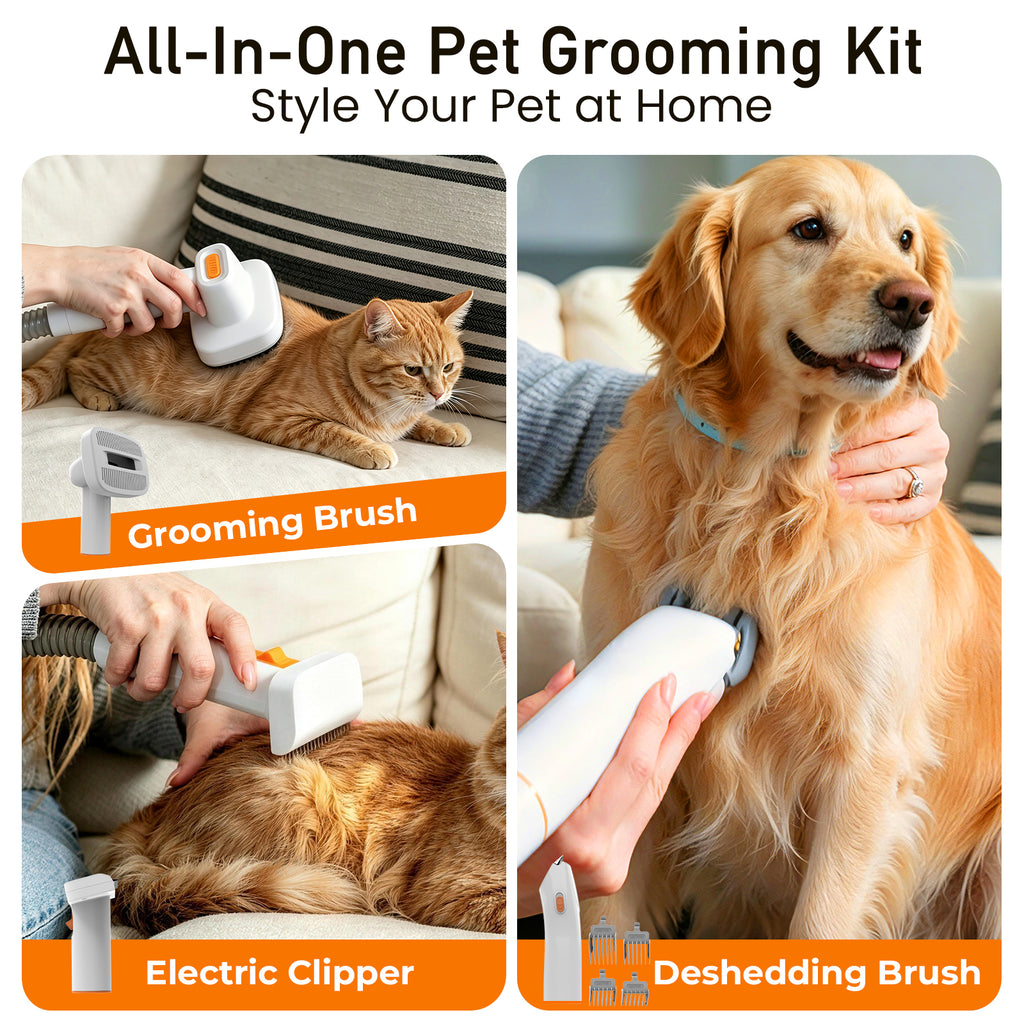 Botluxe Dog Grooming Vacuum Kit, 5-in-1 Pet Grooming Kit with 12000Pa Suction, Electric Clippers, Shedding Brush, Low Noise Pet Hair Vacuum for Dogs and Cats