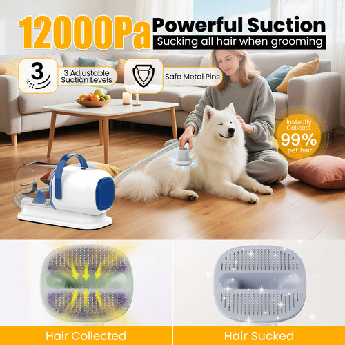 Botluxe GP04+ Dog Grooming Kit, 5 Grooming Tools, Pet Grooming Vacuum, Dog Clippers Kit, Low noise
