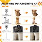 FIXR PG100 Dog Grooming Kit with Vacuum - 12,000Pa Suction Electric Clipper + Guide Combs + Shedding Brush + Crevice & Cleaning Tools, 2L Dustbin, 50dB Quiet Motor for Dogs & Cats, Blue