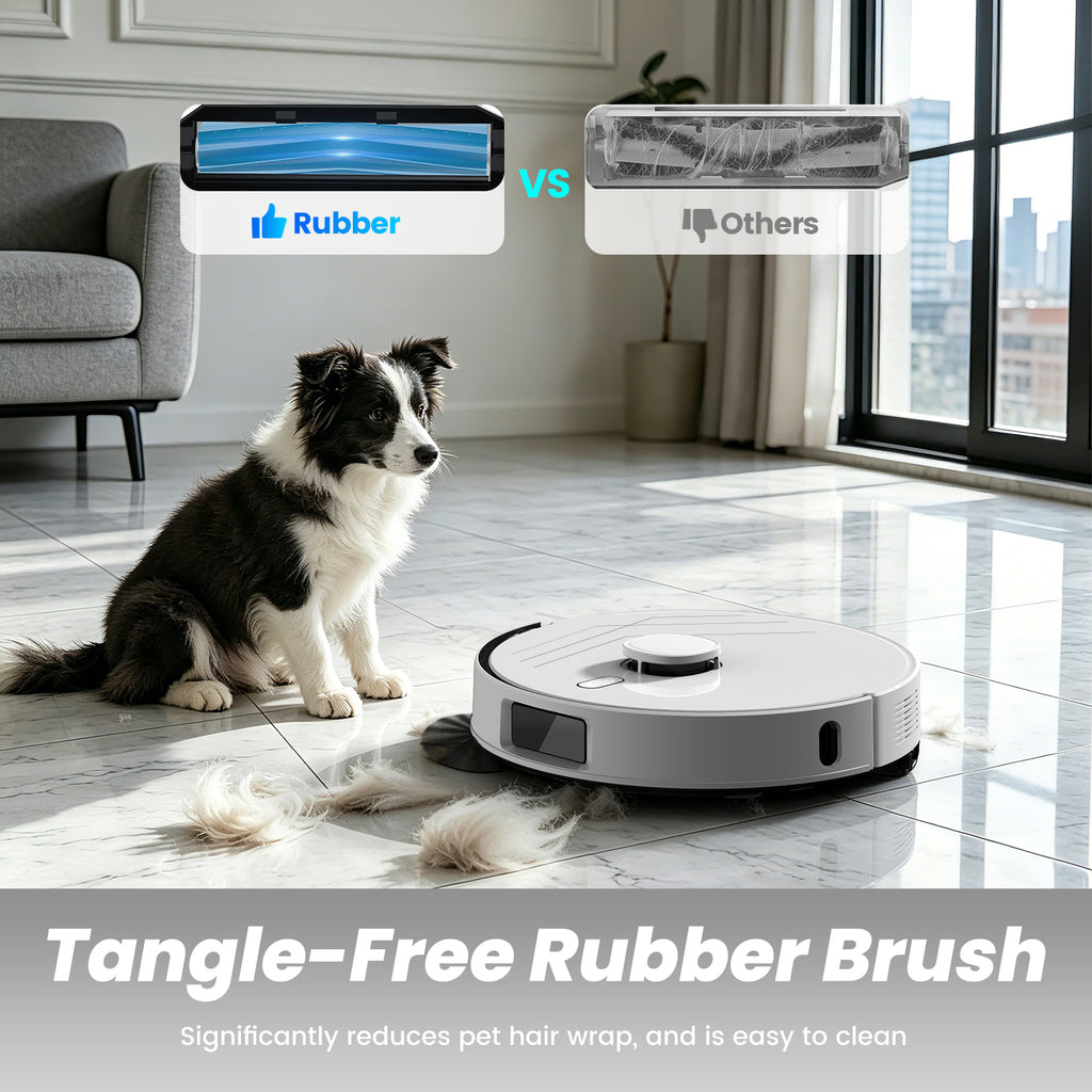 BOTLUXE Robot Vacuum and Mop Self-Emptying with 12,000Pa No-Collision Obstacle Avoidance, Carpet Detection, Anti-Tangle Brushes, 240 Mins, 75-Day Capacity, No-Go Zones, Home Mapping, App/Alexa Control,T30+