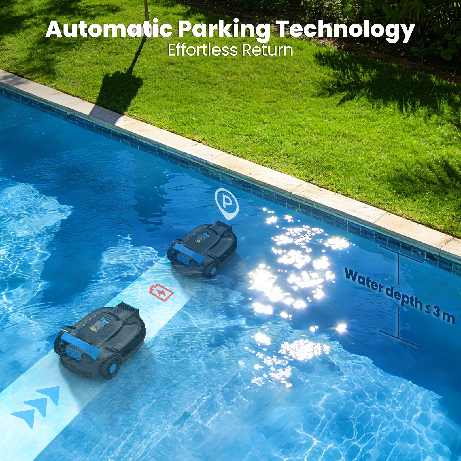 Botluxe CP02 Cordless Robot Pool Vacuum Robotic Pool Cleaner,120 Runtime for Small Above Ground Pool and In Ground Pool