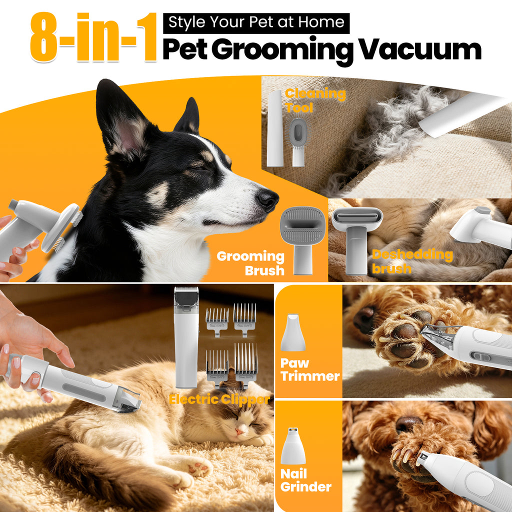 Botluxe GP04+ Dog Grooming Kit, 5 Grooming Tools, Pet Grooming Vacuum, Dog Clippers Kit, Low noise