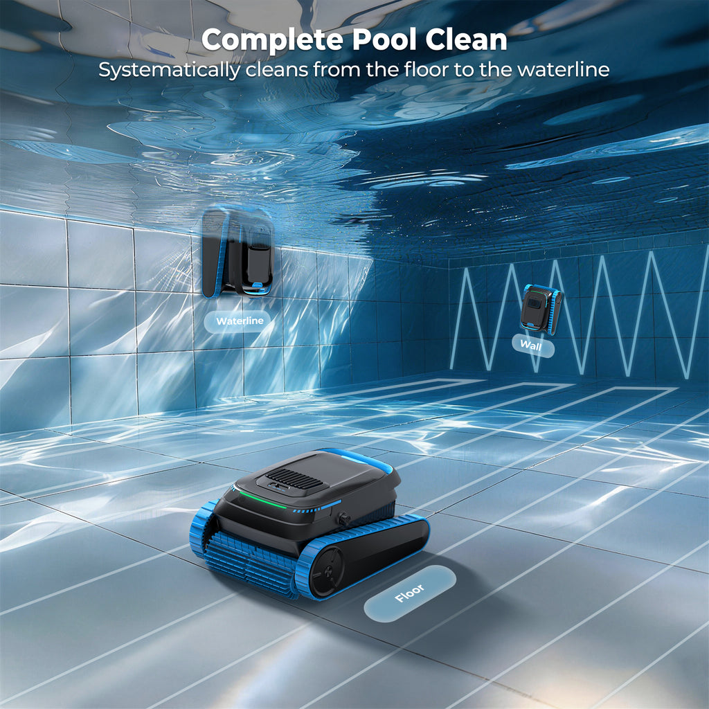 Botluxe PC20 Cordless Robotic Pool Cleaner, 5000 GPH with 150μm Filter, Floor/Wall/Waterline Cleaning, Smart Zigzag Navigation, 5200mAh Battery, App-Controlled Presets for Inground & Above Ground Pools, Deep Blue