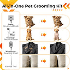 FIXR Dog Grooming Kit with Vacuum - 12,000Pa Suction Electric Clipper + 6 Guide Combs + Shedding Brush + Crevice & Cleaning Tools | 2L Dustbin | <50dB Quiet Motor | for Dogs & Cats