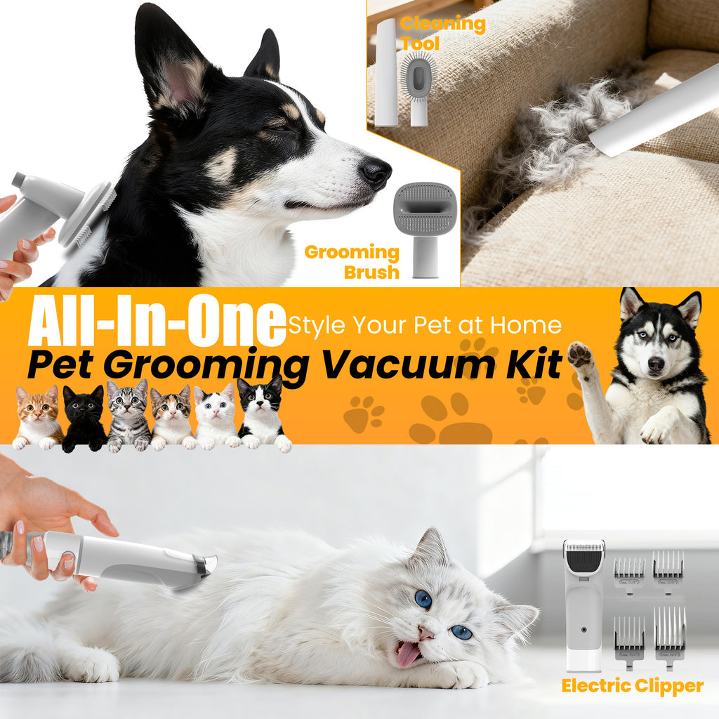 Botluxe GP04 Dog Grooming Kit, 5 Grooming Tools, Pet Grooming Vacuum, Dog Clippers Kit, Low noise