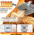 FIXR PG100 Dog Grooming Kit with Vacuum - 12,000Pa Suction Electric Clipper + Guide Combs + Shedding Brush + Crevice & Cleaning Tools, 2L Dustbin, 50dB Quiet Motor for Dogs & Cats, Blue