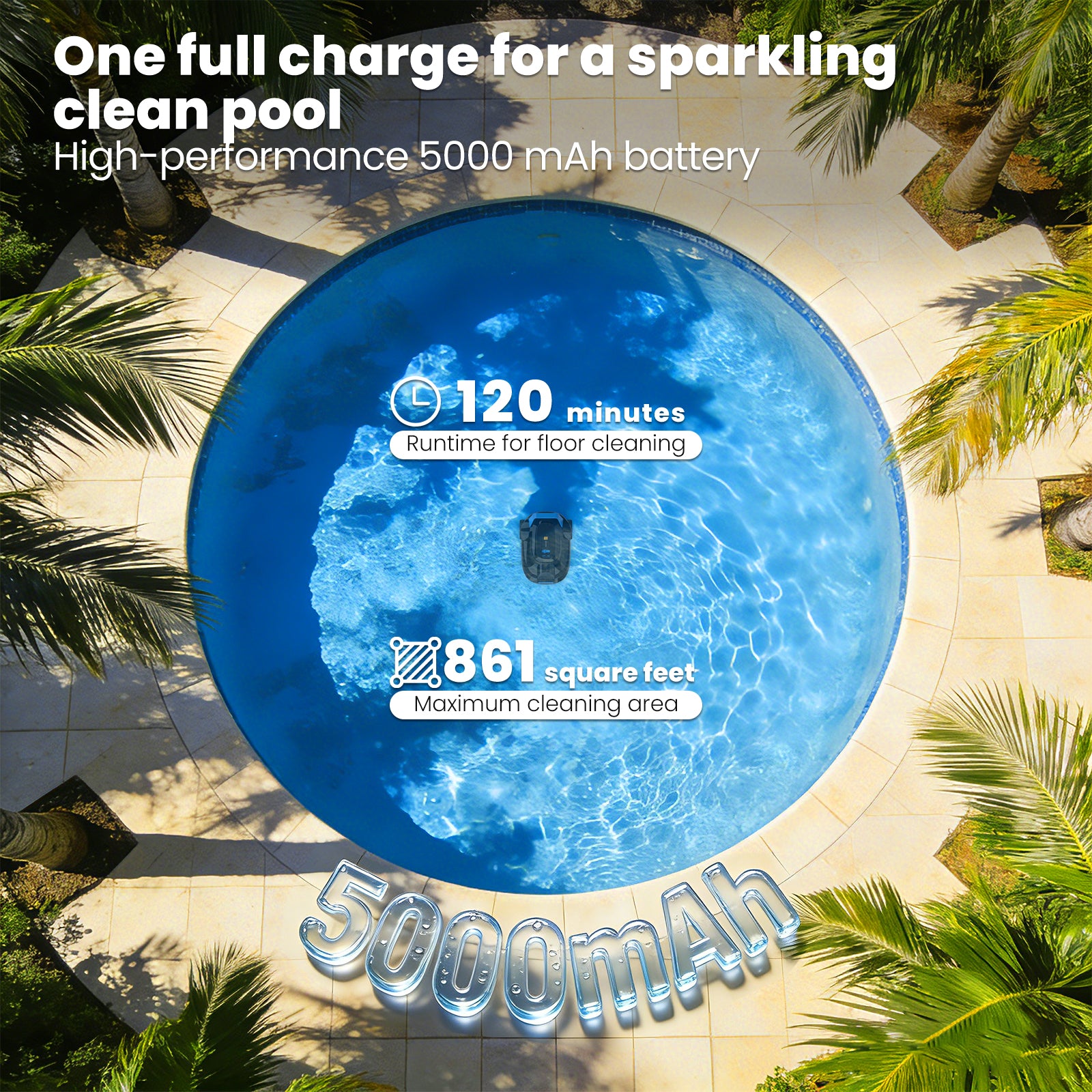 Botluxe CP02 Cordless Robot Pool Vacuum Robotic Pool Cleaner,120 Runtime for Small Above Ground Pool and In Ground Pool