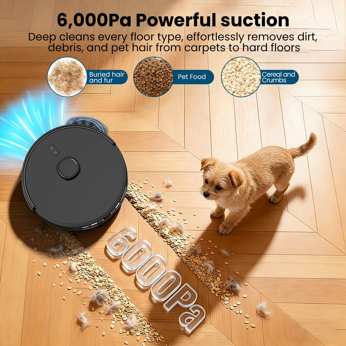 BOTLUXE T20+ Robot Vacuum and Mop Combo Self-Emptying, 6,000Pa Suction Robot Vacuum Cleaner, 75-Day Hands-Free, Home Mapping, APP/Remote Control, 180Mins, Robotic Vacuum for Pet Hair, Carpet, Hard Floor