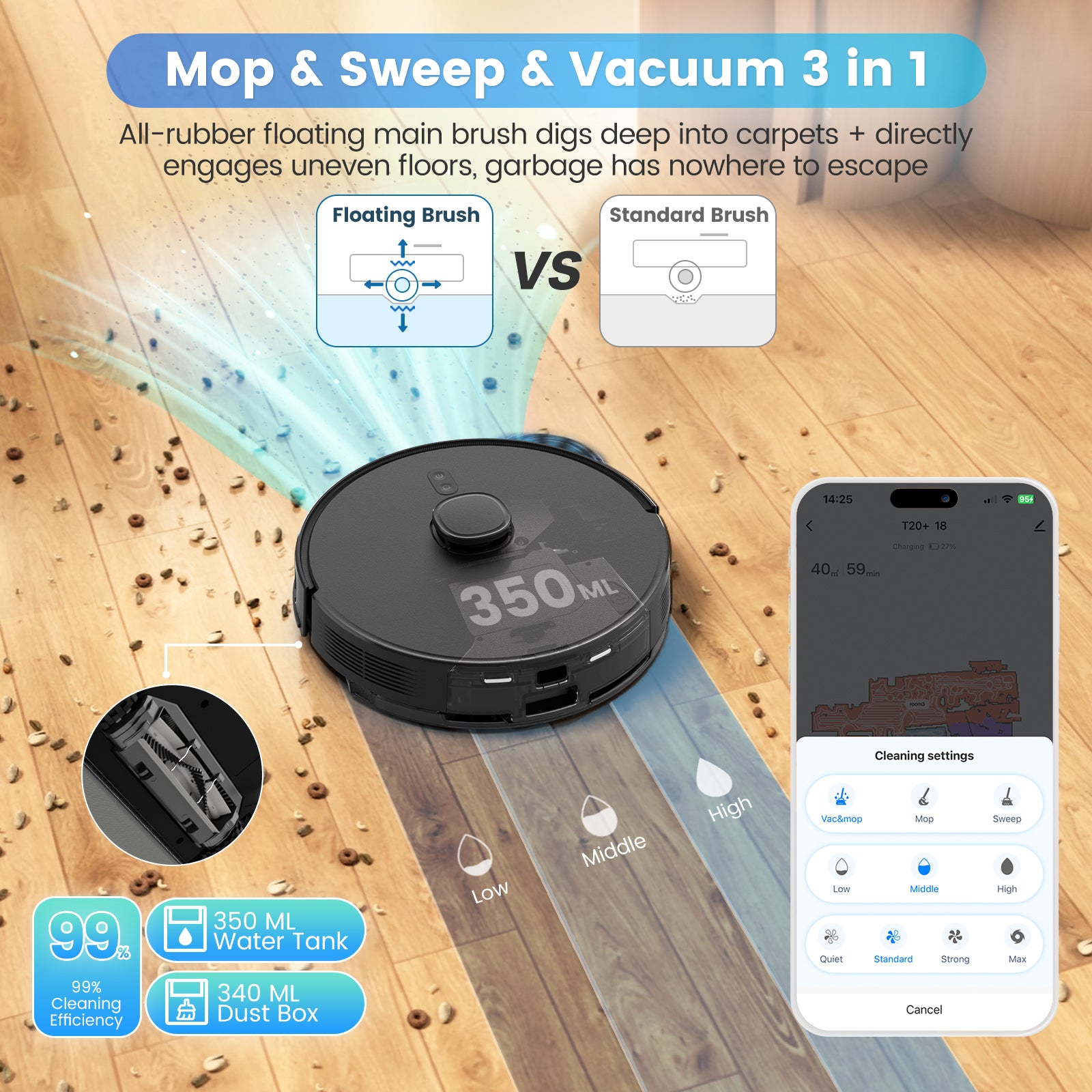 Botluxe Robot Vacuum and Mop Combo T20 with 60 Days Self-Empty Station Voice Control Home Mapping