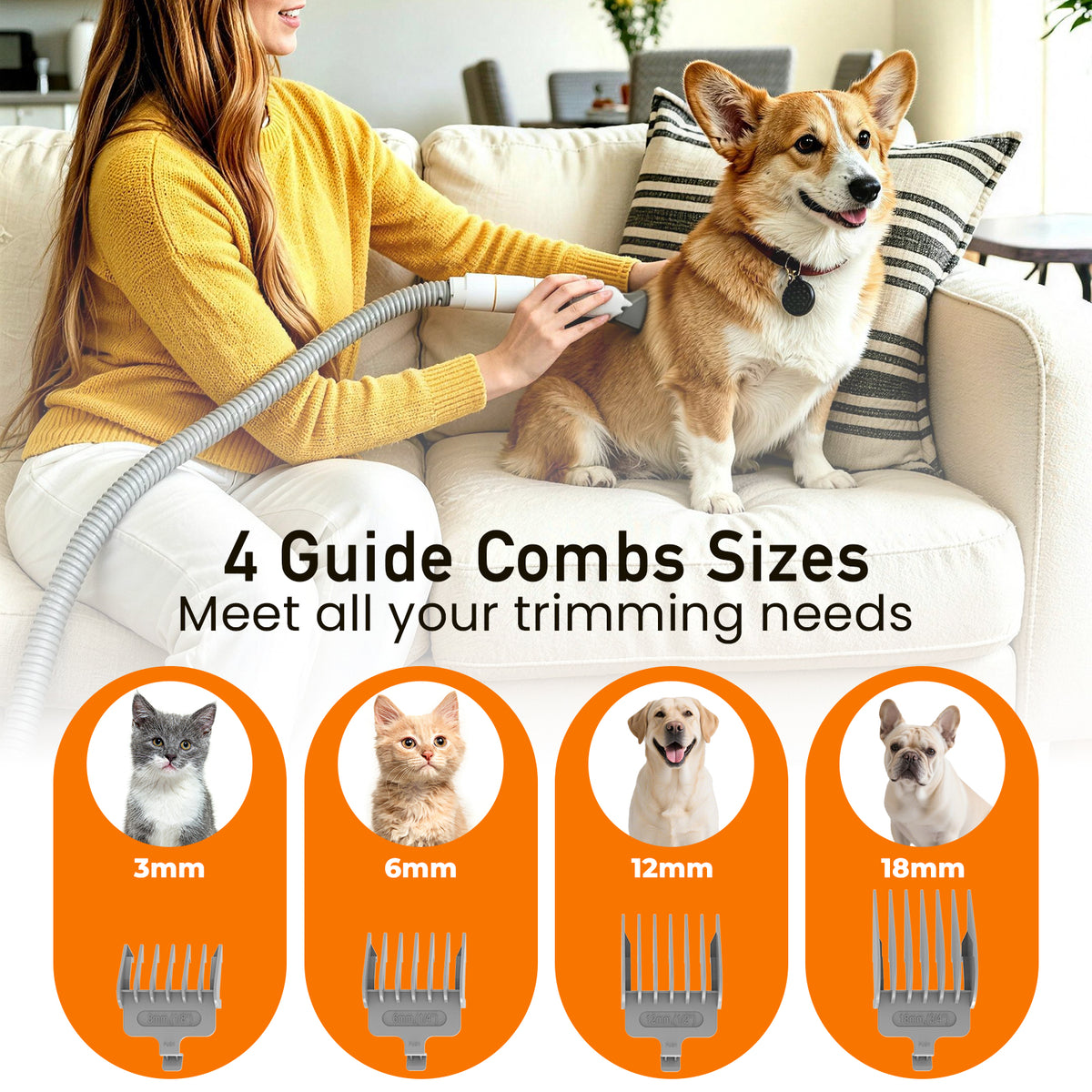 Botluxe Dog Grooming Vacuum Kit, 5-in-1 Pet Grooming Kit with 12000Pa Suction, Electric Clippers, Shedding Brush, Low Noise Pet Hair Vacuum for Dogs and Cats