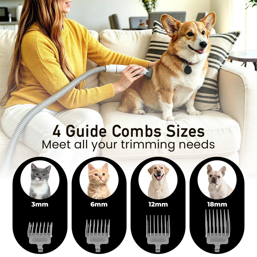 Botluxe Dog Grooming Vacuum Kit, 5-in-1 Pet Grooming Set with 12000Pa Suction, Dog Clippers, Deshedding Brush and Hair Vacuum Cleaner, Low Noise Pet Grooming Tool for Dogs and Cats
