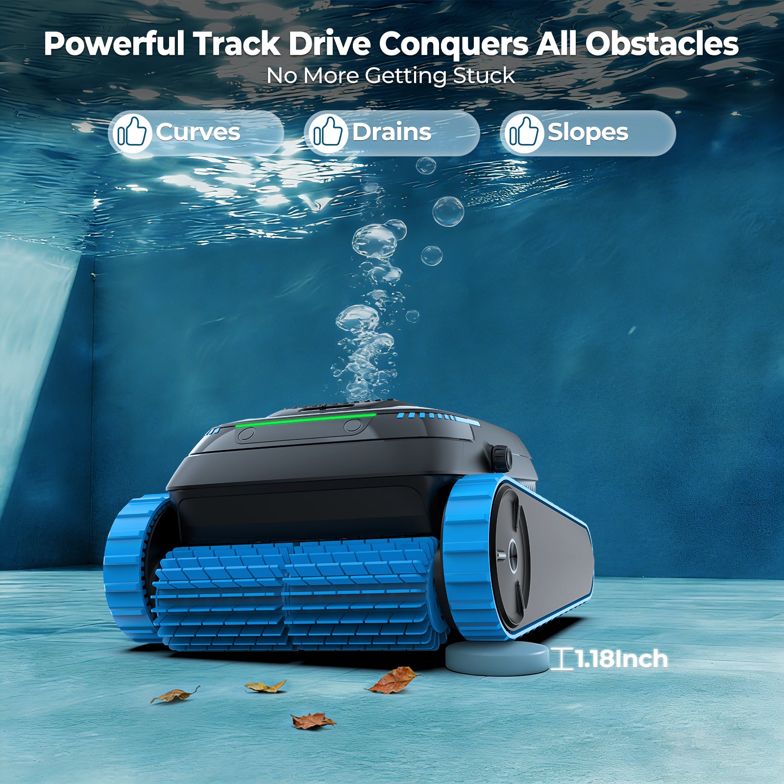 Botluxe PC20 Cordless Robotic Pool Cleaner, 5000 GPH with 150μm Filter, Floor/Wall/Waterline Cleaning, Smart Zigzag Navigation, 5200mAh Battery, App-Controlled Presets for Inground & Above Ground Pools, Deep Blue