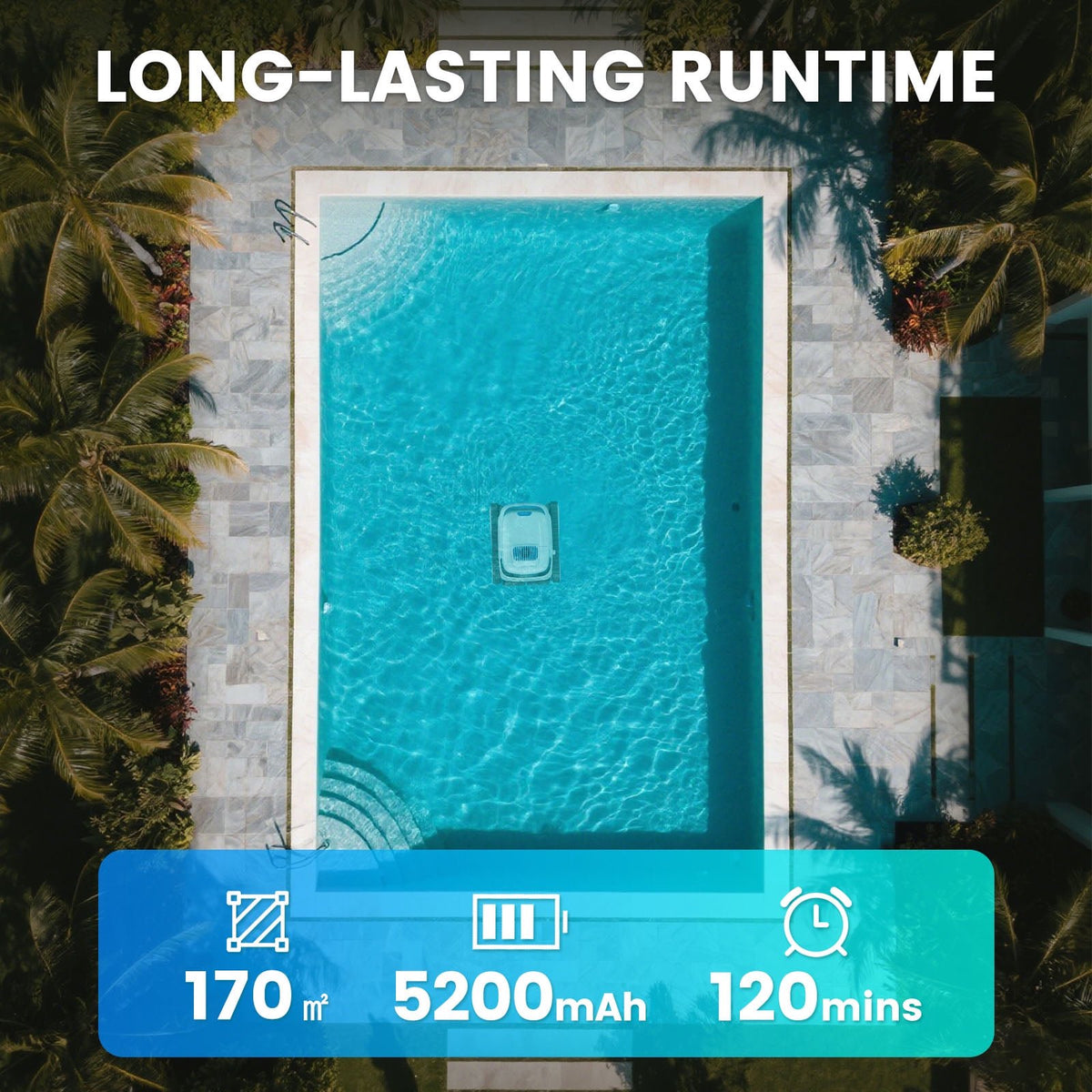 BOTLUXE PC10 Cordless Robotic Pool Cleaner – Wall-Climbing, Ultra-Strong Suction, 150-Min Runtime for Both Above & In-Ground Pools