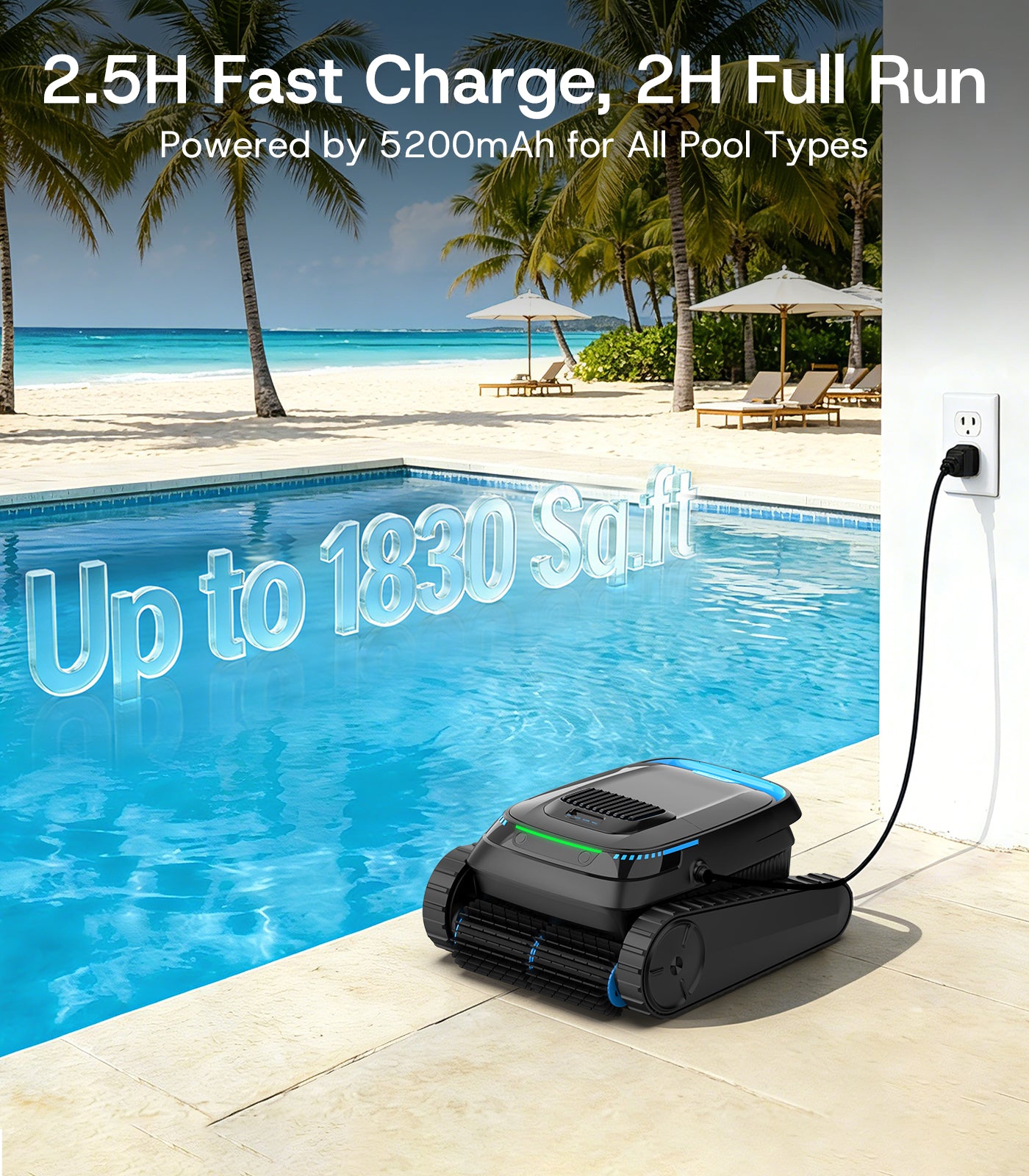 Botluxe Robotic Pool Vacuum Cleaner PC10 Cordless Wall-Climbing for Above-Ground Pools and In-Ground Pools