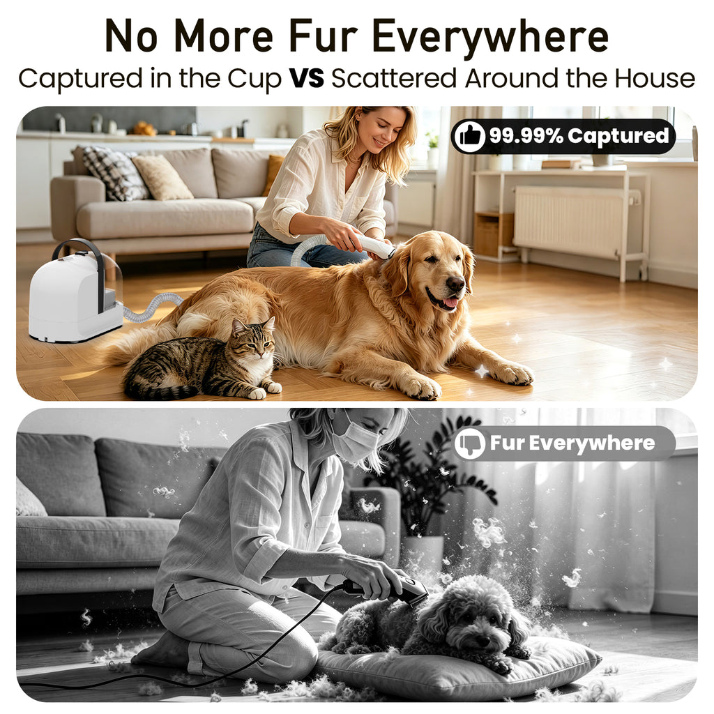 Botluxe Dog Grooming Vacuum Kit, 5-in-1 Pet Grooming Set with 12000Pa Suction, Dog Clippers, Deshedding Brush and Hair Vacuum Cleaner, Low Noise Pet Grooming Tool for Dogs and Cats