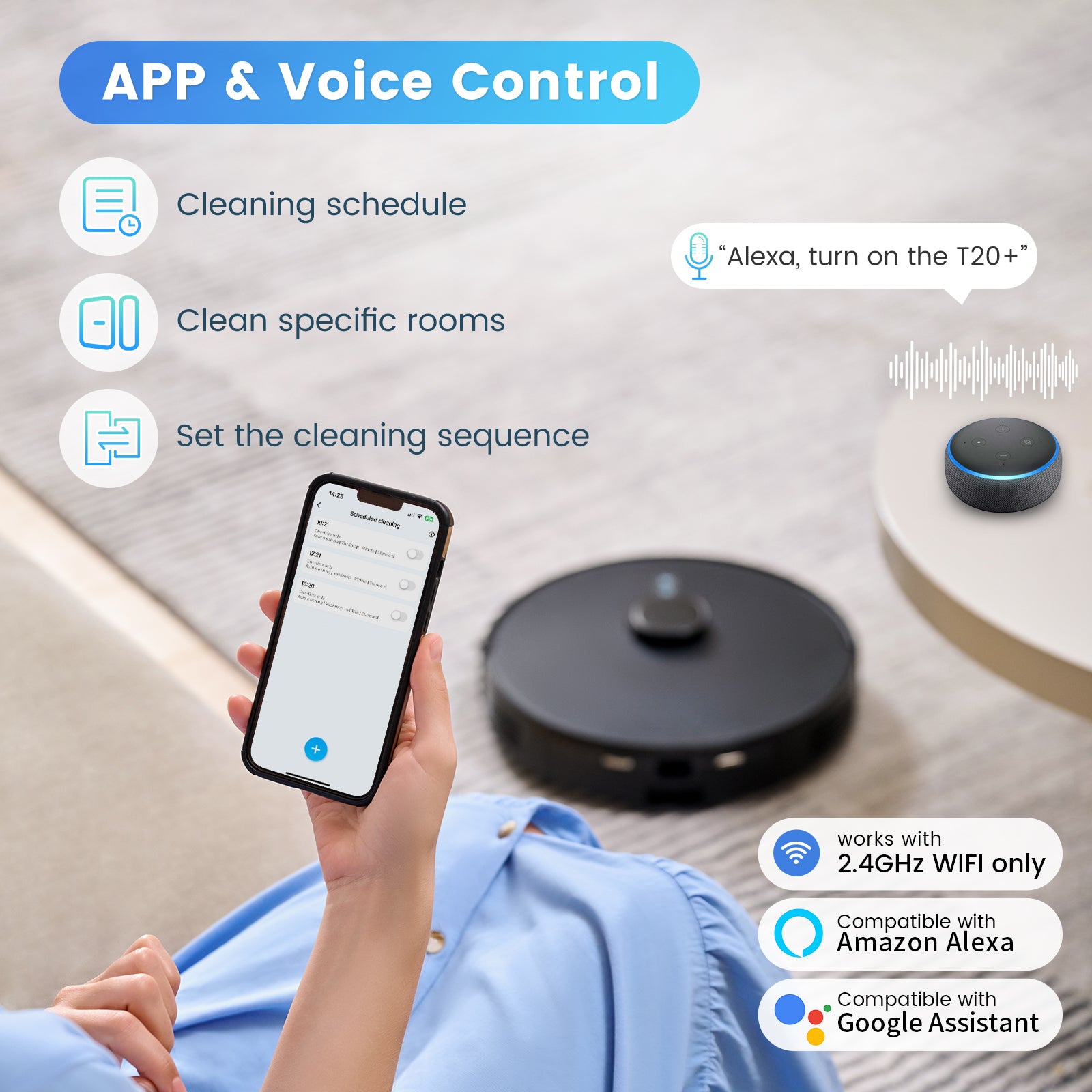 Botluxe Robot Vacuum and Mop Combo T20 with 60 Days Self-Empty Station Voice Control Home Mapping