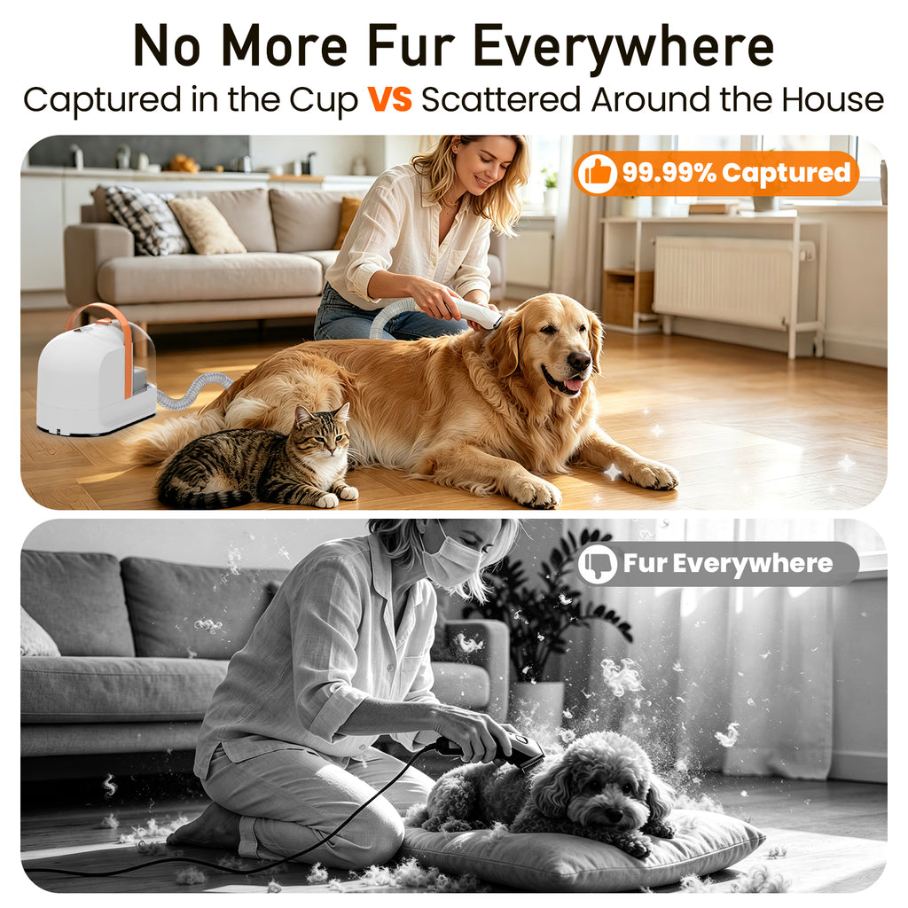 Botluxe Dog Grooming Vacuum Kit, 5-in-1 Pet Grooming Kit with 12000Pa Suction, Electric Clippers, Shedding Brush, Low Noise Pet Hair Vacuum for Dogs and Cats
