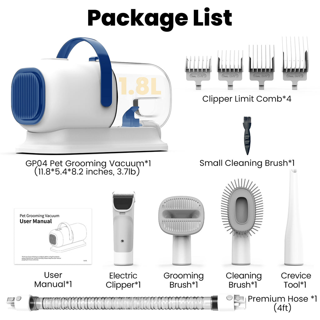 Botluxe GP04 Dog Grooming Kit, 5 Grooming Tools, Pet Grooming Vacuum, Dog Clippers Kit, Low noise