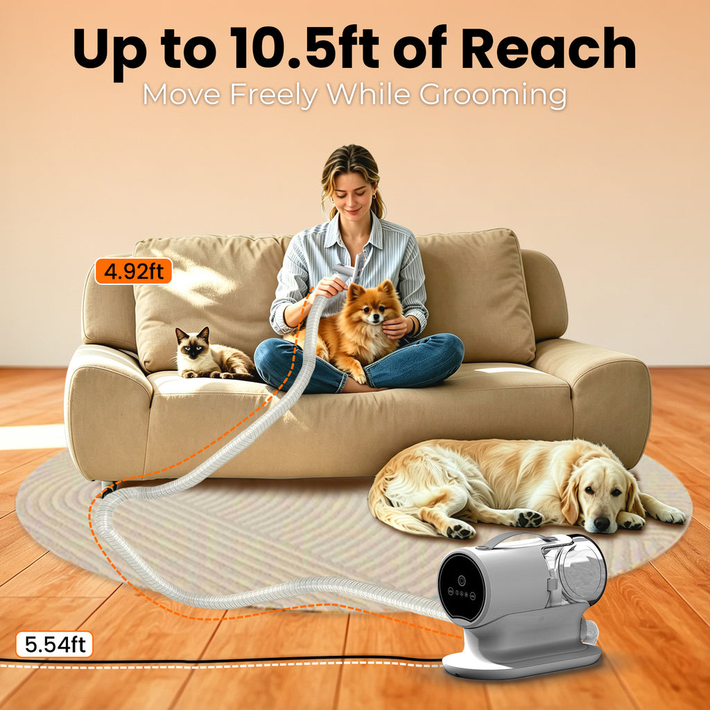 Kavano PG100 plus Dog Grooming Vacuum Kit with Clippers, 12000Pa, 2L Dust Cup