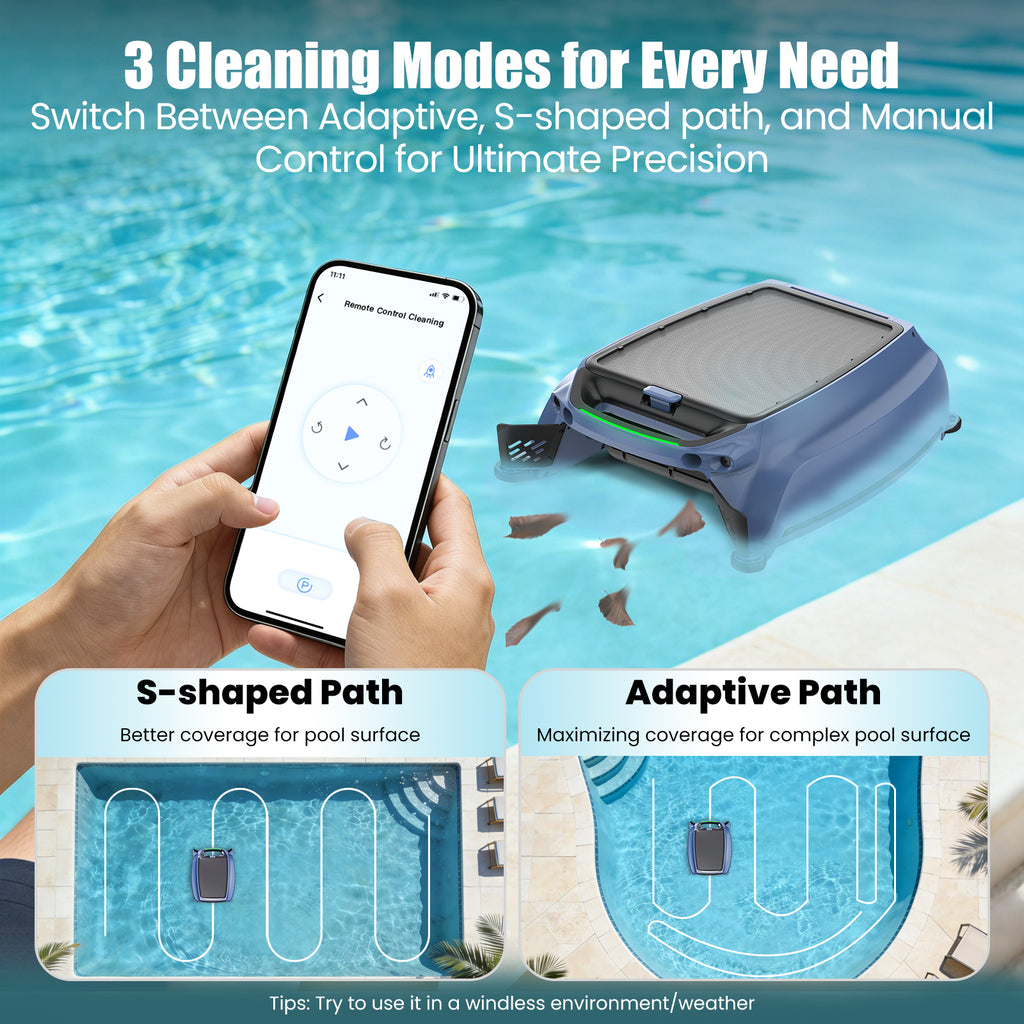 Botluxe SP200 Solar-Powered Robotic Cleaner Pool Skimmer with Three Cleaning Mode App Control,20-Hour Runtime,Smart Obstacle Avoidance