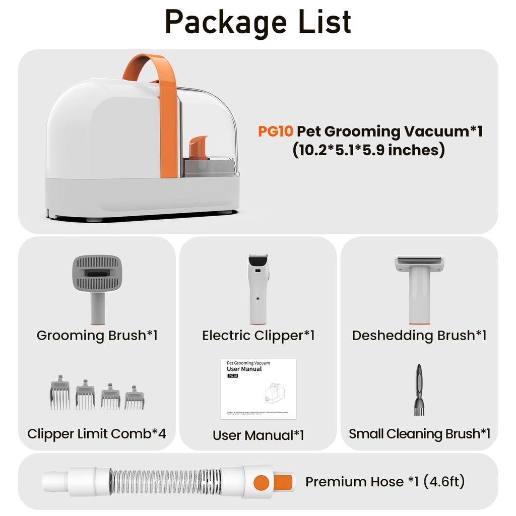 Botluxe Dog Grooming Vacuum Kit, 5-in-1 Pet Grooming Kit with 12000Pa Suction, Electric Clippers, Shedding Brush, Low Noise Pet Hair Vacuum for Dogs and Cats
