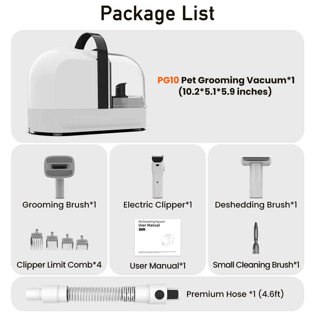 Botluxe Dog Grooming Vacuum Kit, 5-in-1 Pet Grooming Set with 12000Pa Suction, Dog Clippers, Deshedding Brush and Hair Vacuum Cleaner, Low Noise Pet Grooming Tool for Dogs and Cats