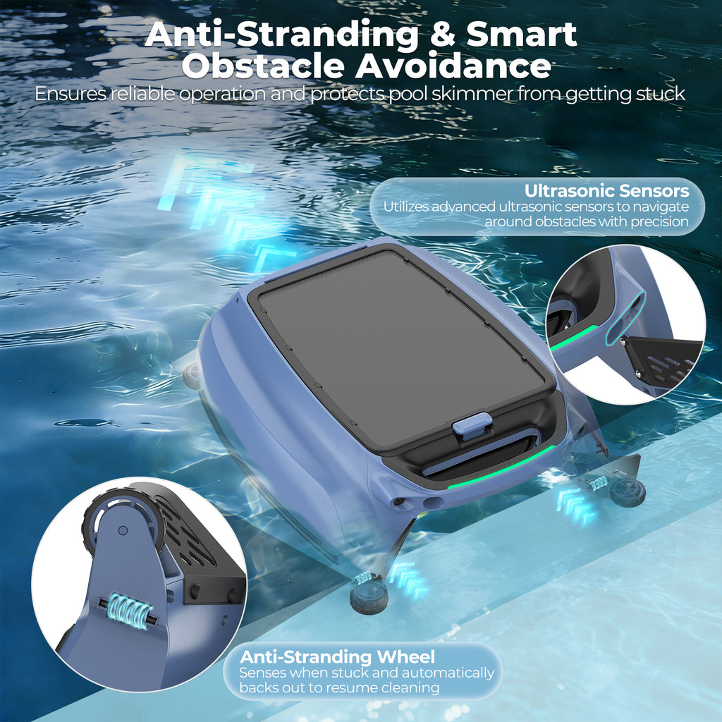 BOTLIFE PS100 Solar Pool Skimmer Robot, Automatic Pool Surface Cleaner with Smart App