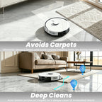 BOTLUXE Robot Vacuum and Mop Self-Emptying with 12,000Pa No-Collision Obstacle Avoidance, Carpet Detection, Anti-Tangle Brushes, 240 Mins, 75-Day Capacity, No-Go Zones, Home Mapping, App/Alexa Control,T30+