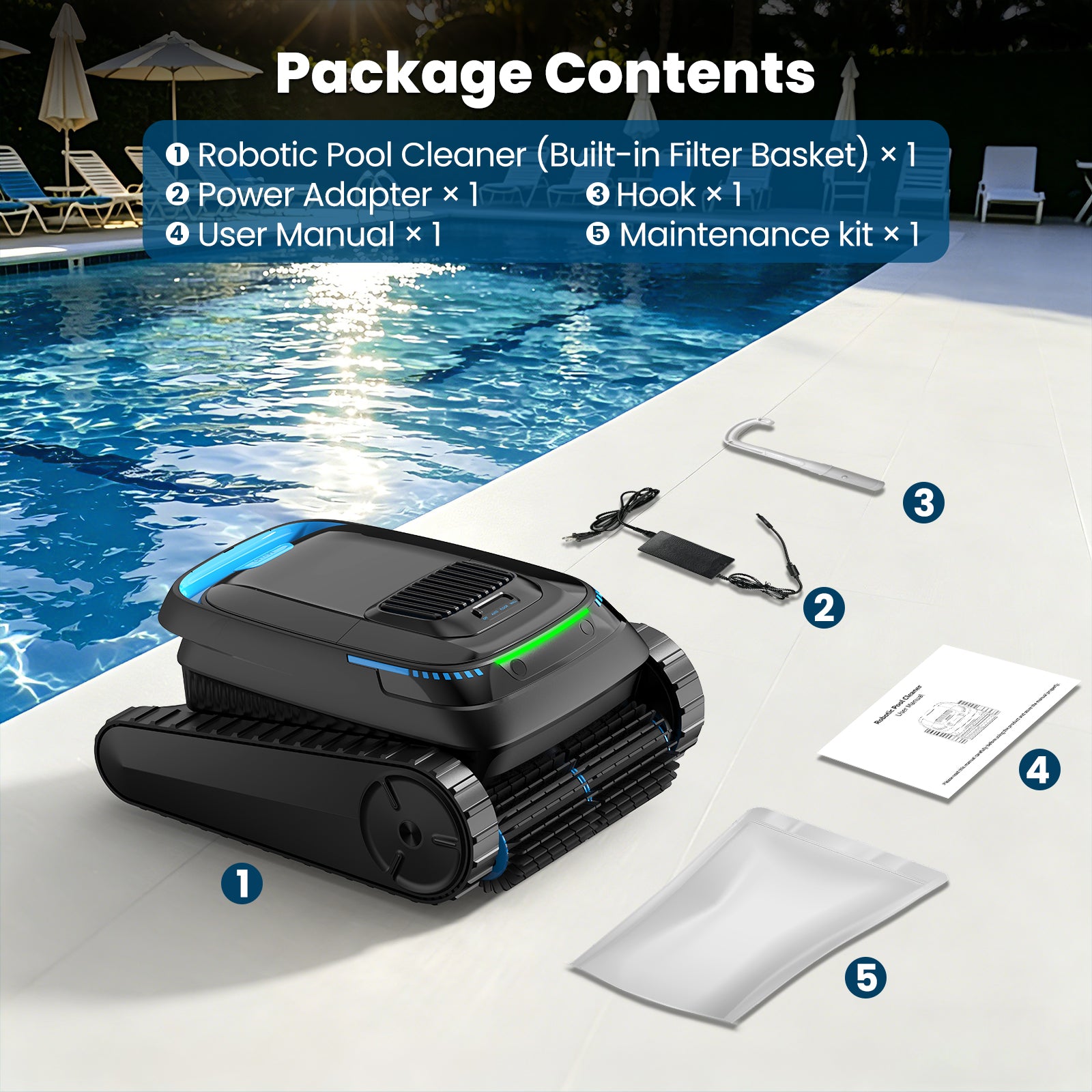 Botluxe Robotic Pool Vacuum Cleaner CP20 Cordless Wall-Climbing for Above-Ground Pools and In-Ground Pools