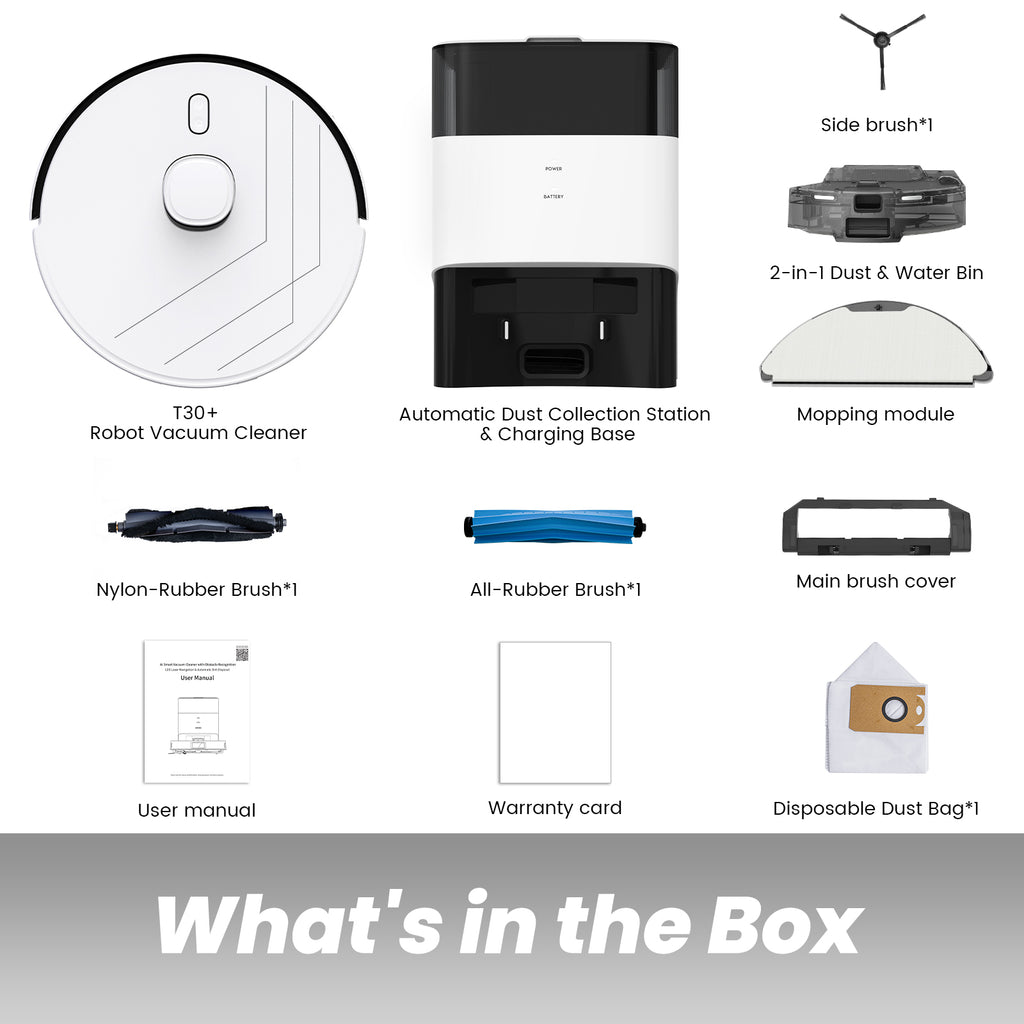 BOTLUXE Robot Vacuum and Mop Self-Emptying with 12,000Pa No-Collision Obstacle Avoidance, Carpet Detection, Anti-Tangle Brushes, 240 Mins, 75-Day Capacity, No-Go Zones, Home Mapping, App/Alexa Control,T30+