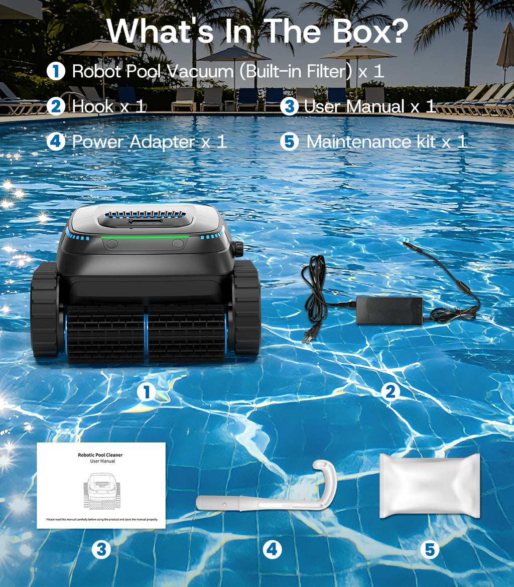 Botluxe Robotic Pool Vacuum Cleaner PC10 Cordless Wall-Climbing for Above-Ground Pools and In-Ground Pools