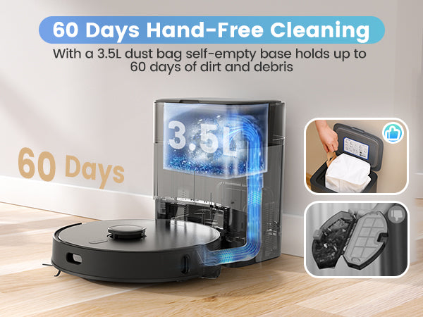 Botluxe Robot Vacuum and Mop Combo T20 with 60 Days Self-Empty Station Voice Control Home Mapping